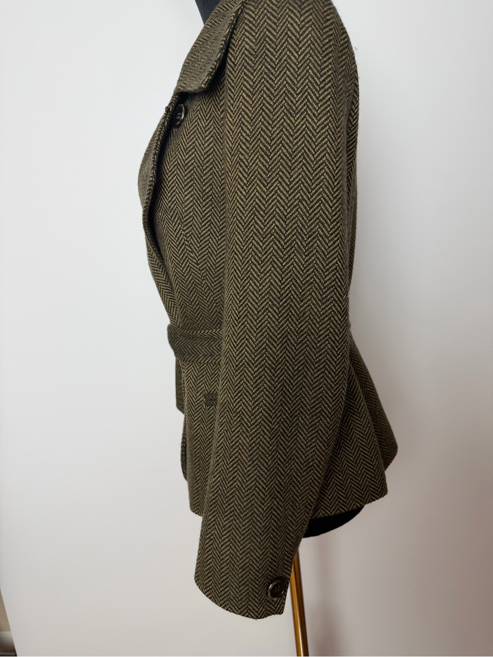 MaxMara Brown Herringbone Wrap Jacket Size 8 Wool/Cashmere - Picture 3 of 12
